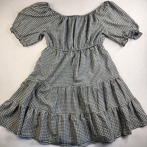 Hint of Blush Womans Small Black White Checkered Dress Size Puff Sleeve Gingham - Picture 5 of 10
